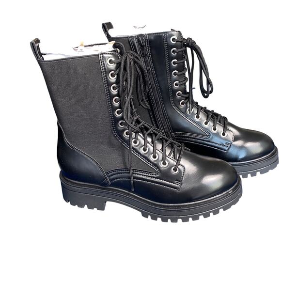 No Boundaries Woman's Black Combat Boots SZ 9 Memory Foam Chunky Grunge Goth Y2k - Picture 1 of 7